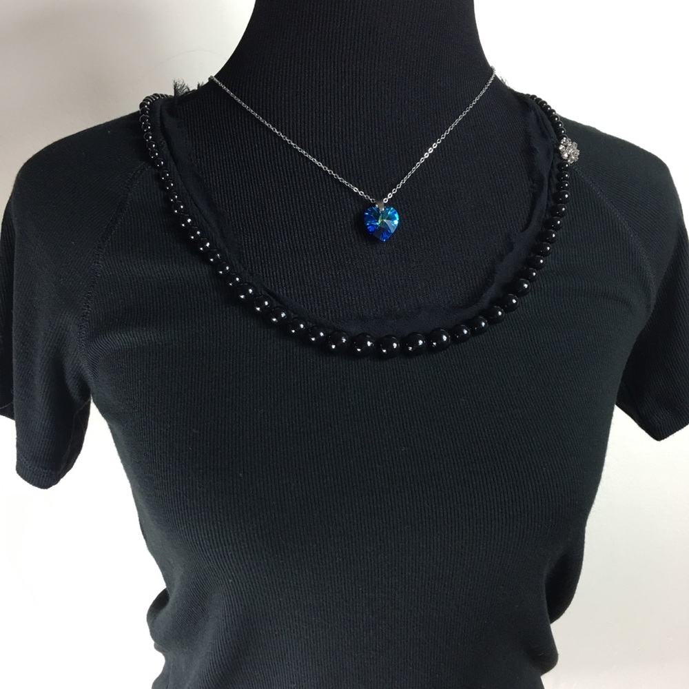 CYNTHIA STEFFE black beaded collar short sleeve SM